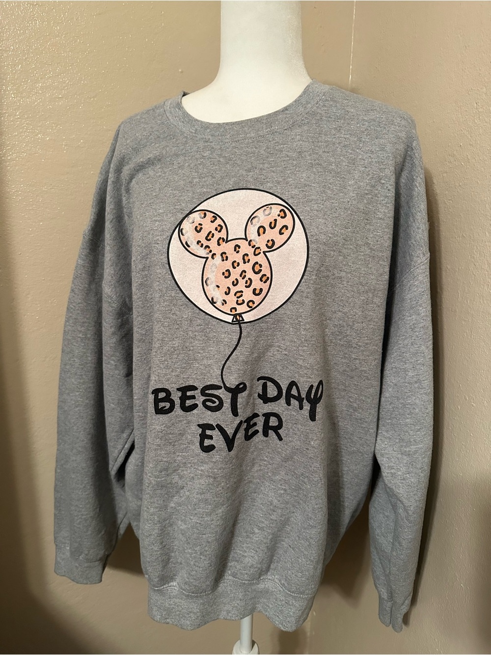 Disney Best Day Ever leopard Mickey balloon sweatshirt